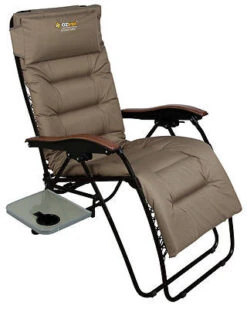 OZTRAIL SUN LOUNGE BRAMPTON WITH SIDE TABLE RECLINING ARM POOL CHAIR PADDED