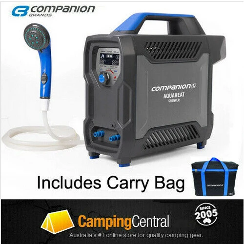 COMPANION AQUAHEAT LITHIUM GAS HOT WATER SHOWER PORTABLE CAMP SHOWER + CARRY BAG 1 COMPANION AQUAHEAT LITHIUM GAS HOT WATER SHOWER PORTABLE CAMP SHOWER + CARRY BAG