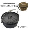 (SOLD OUT) OZtrail 9 Quart Camp Oven + Carry Bag Cast Iron Pot Pan Cookware