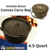 SUPEX 4.5 QUART CAMP OVEN + OZTRAIL CARRY BAG Cast Iron Pot Pan Dutch Oven